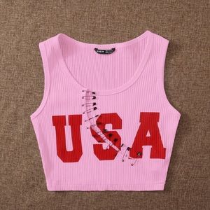Pink USA crop top